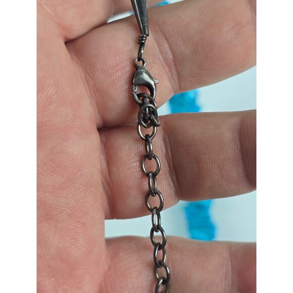 Large Carolyn Pollack Chip Turquoise Graduated Necklace 18" - 21" heavy piece - Picture 9 of 15